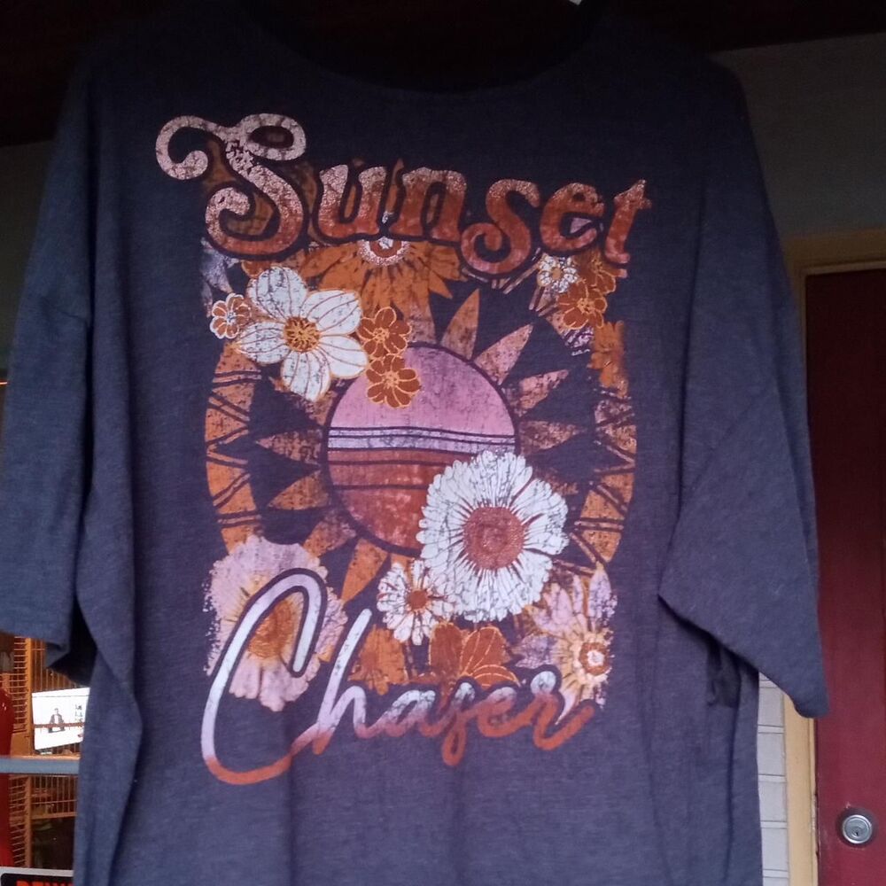 "Sunset Chaser" Men's Dark Gray T-shirt  sz. SM